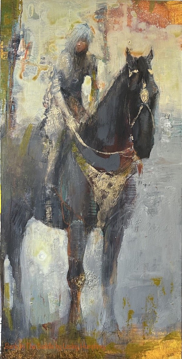 Back In The Saddle:  24" x 12" acrylic/mixed media