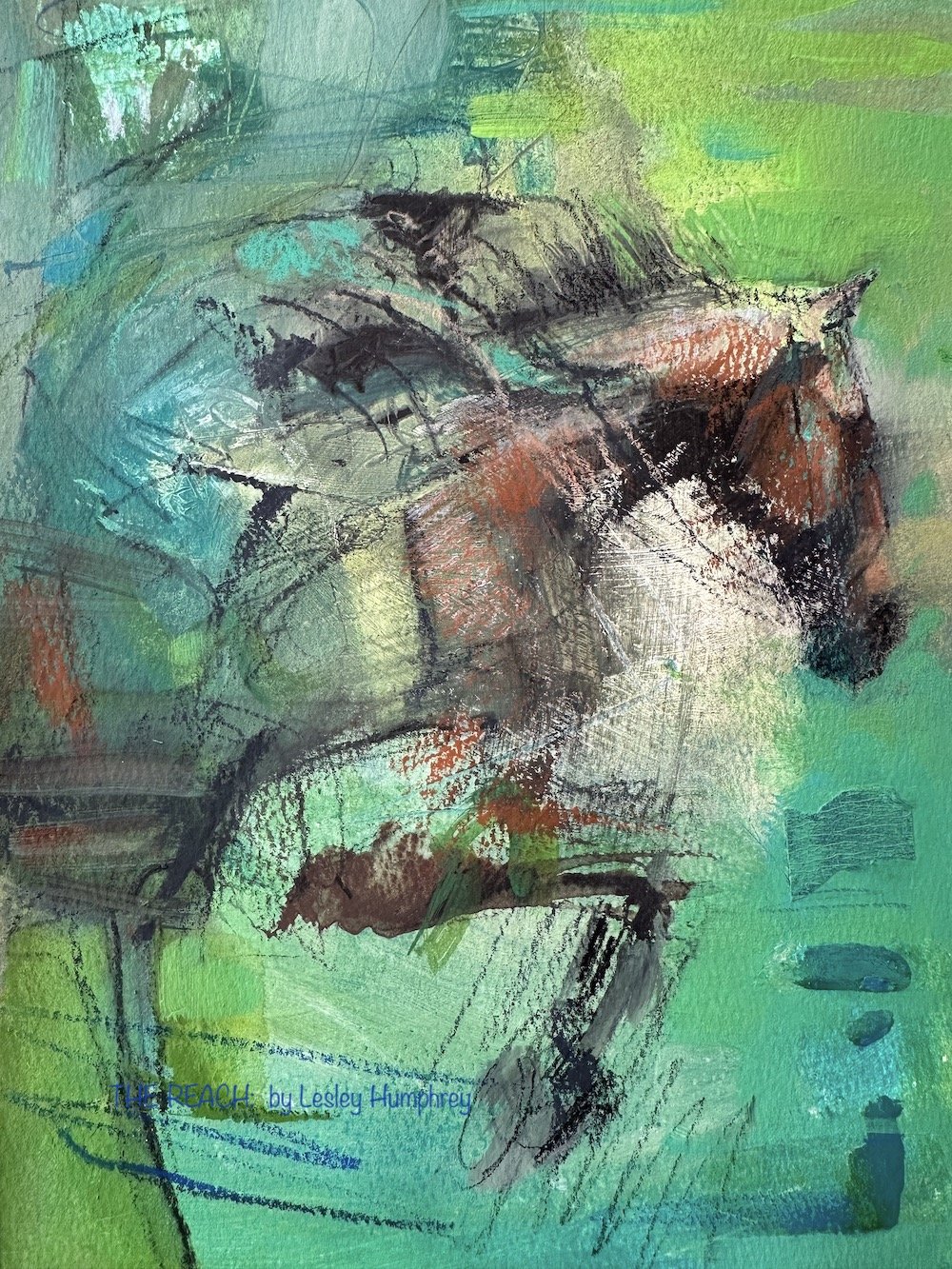 REACH:  11" x 8" watercolor & mixed media on paper