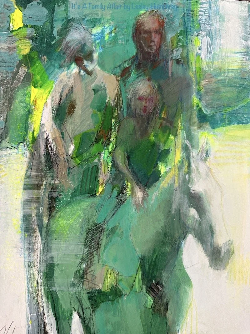 IT'S A FAMILY AFFAIR:  11" x 8" acrylic improvisation on board