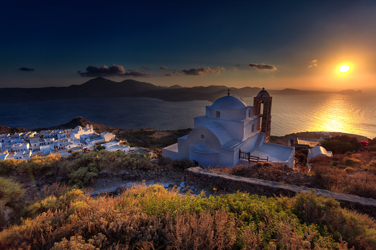Castle in Milos in town of Plakas