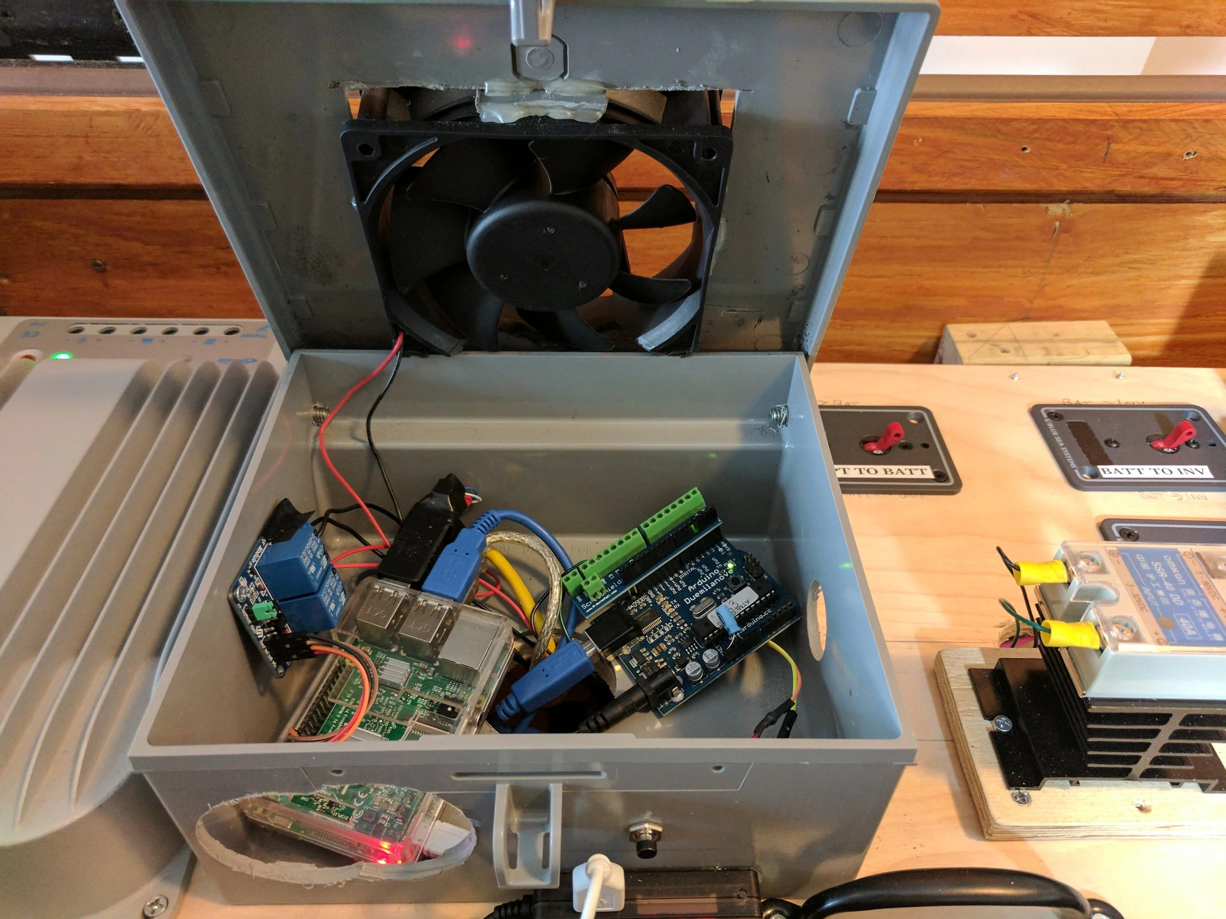 Where the Raspberry Pi and other components reside.
