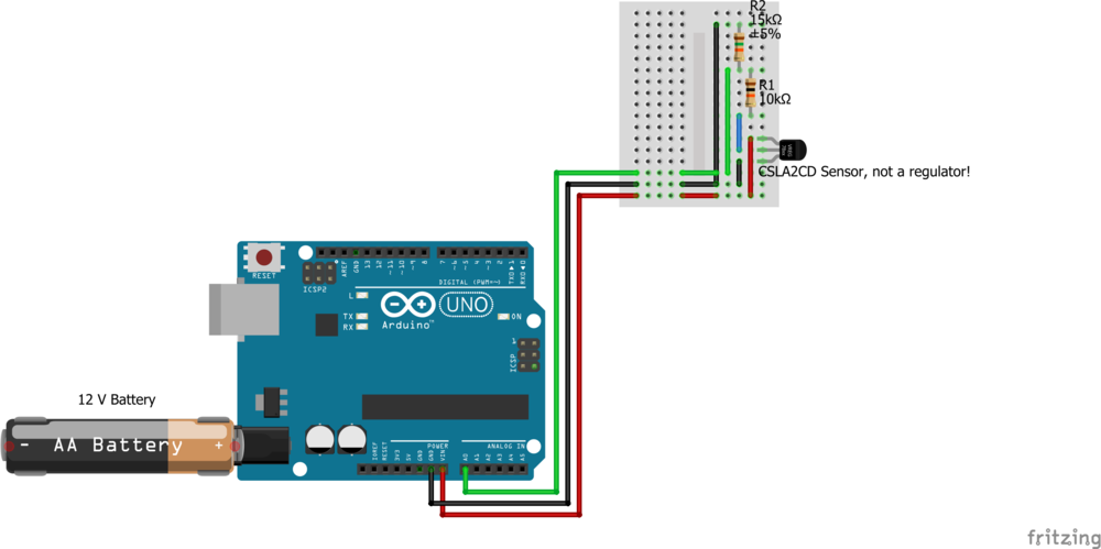  Disregard the AA battery. The Arduino is directly connected to the 12 volt battery. 