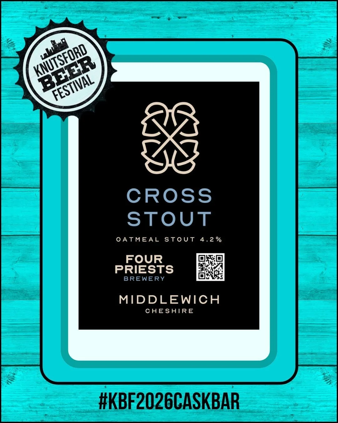 🍺 CASK BAR BEER ANNOUNCEMENT
Our 2nd beer from @4priests in Middlewich. An oatmeal stout, brewed with Maris Otter malt and golden malted oats. Hopped with East Kent Golding and Bramling Cross
#KBF2026 #knutsford #beerfestival #KBF2026CASKBAR