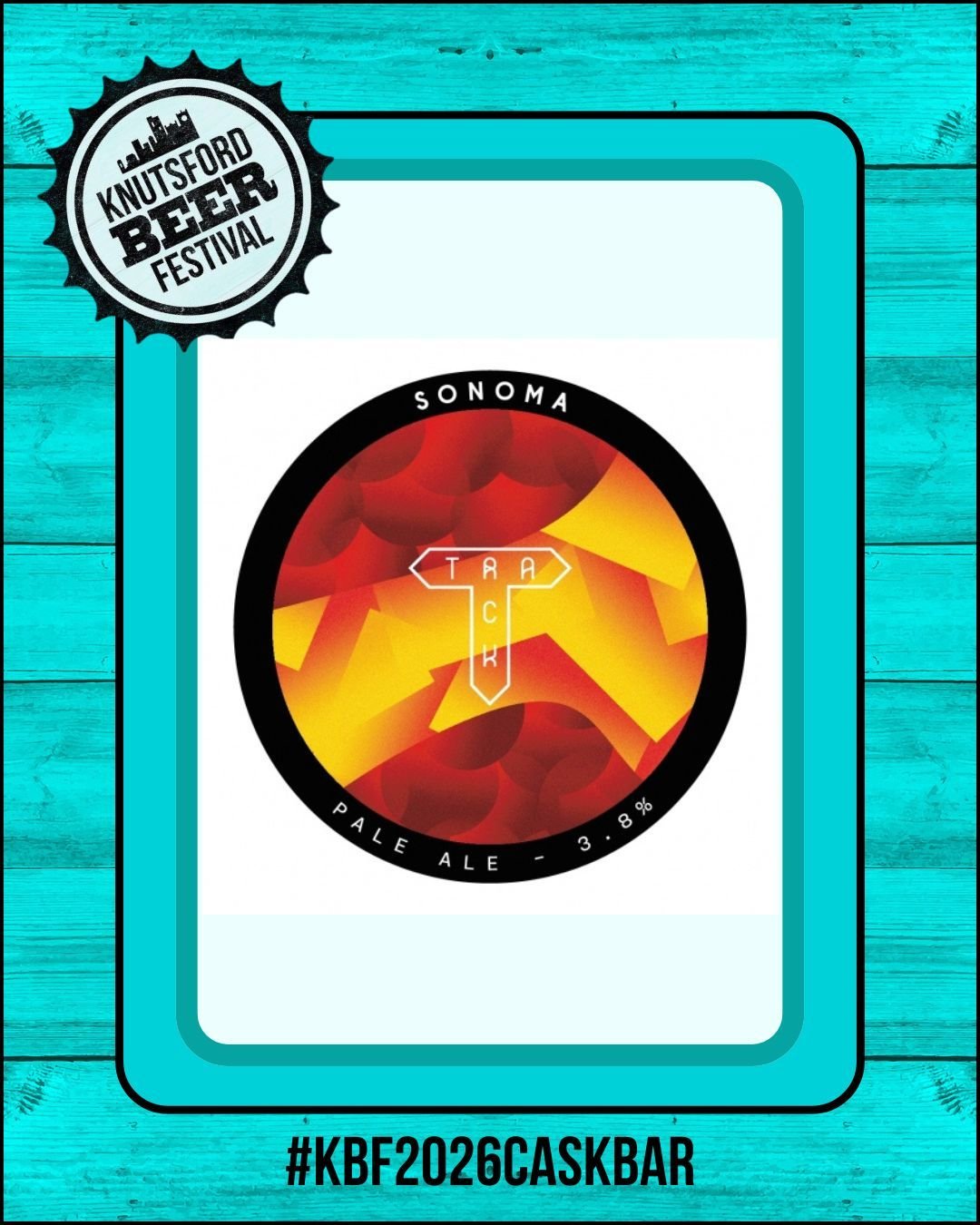This year our cask bar is focussed on beers that you might not normally see in the town, and we're super pleased to have Sonoma from @trackbrewing 
A refreshing, sessionable, hazy pale ale to be shared, which shows their love for hops &amp; the pursu