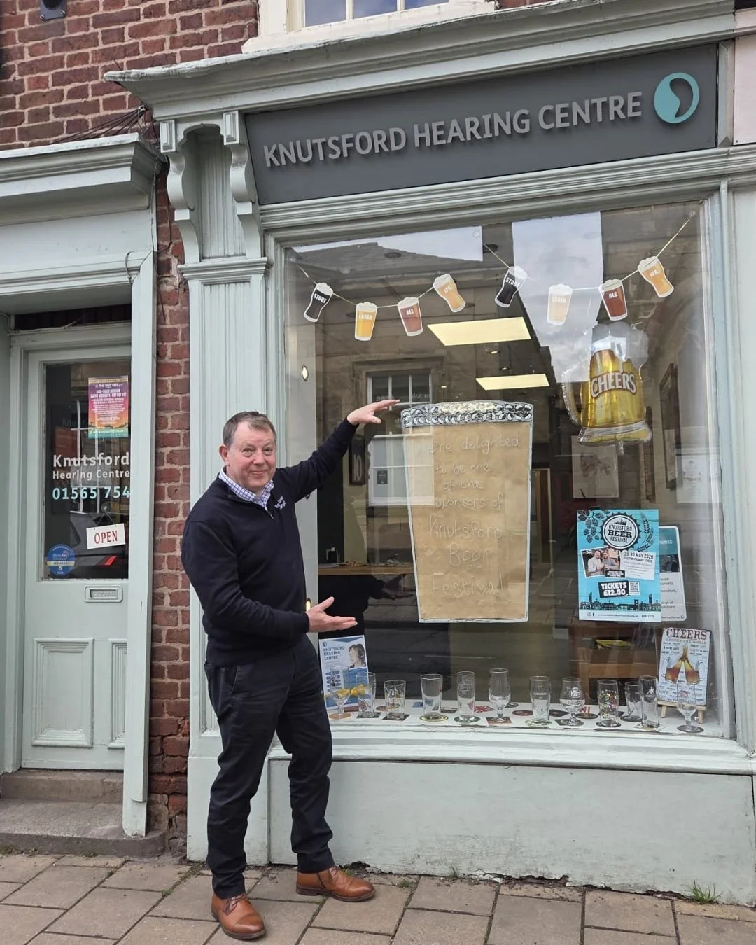 Thanks to @knutsfordhearingcentre for sponsoring the Gin, Wine and Fizz Bar this year. Based in the town, you'll find them on Princess Street, currently sporting a rather fabulous Knutsford Beer Festival themed window display!
Have a look at their we