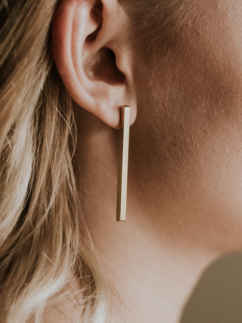 Long Brass Bar Earrings — EMMA ELIZABETH JEWELRY