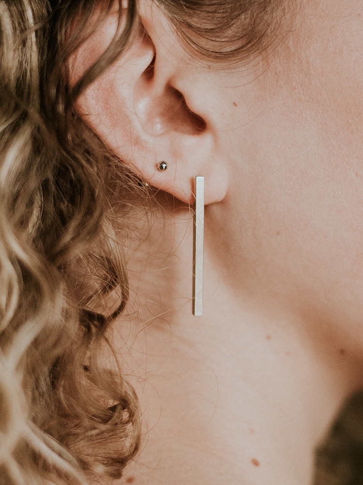 Long Silver Bar Earrings — EMMA ELIZABETH JEWELRY