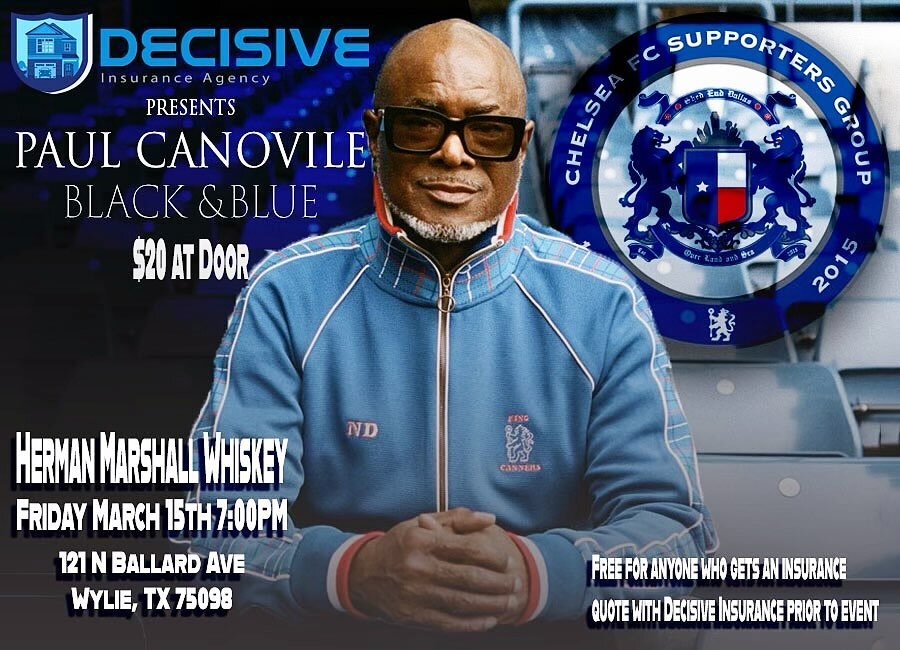 Our guy Paul Canoville will be in town and @decisiveinsurance (Dom Zito&rsquo;s Company) is hosting a Q&amp;A at Herman Marshall Whiskey for Shed End Dallas.&nbsp;&nbsp;For all members that sign up to receive a no obligation quote prior to the event 