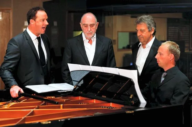 RDCE accompanying Russell Watson with the writers of Les Misérables, Claude-Michel Schönberg and Alain Boublil