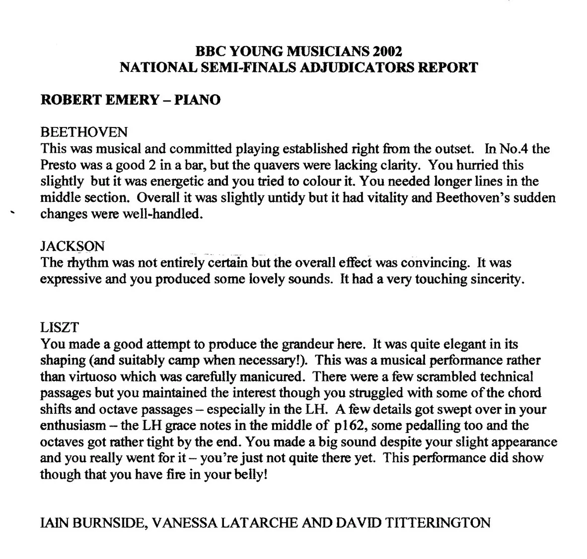 BBC Young Musician Report