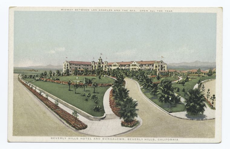 Beverly Hills Hotel and Bungalows, Beverly Hills, California, Midway Between Los Angeles and the Sea. Open All the Year.jpg