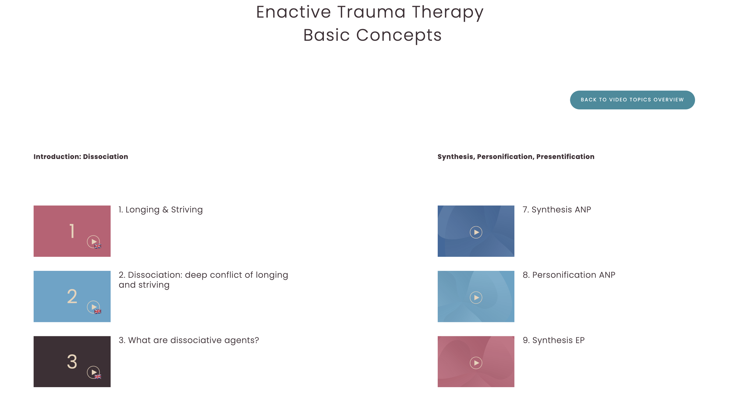 Screenshot of the video page Basic Concepts in the eAcademy