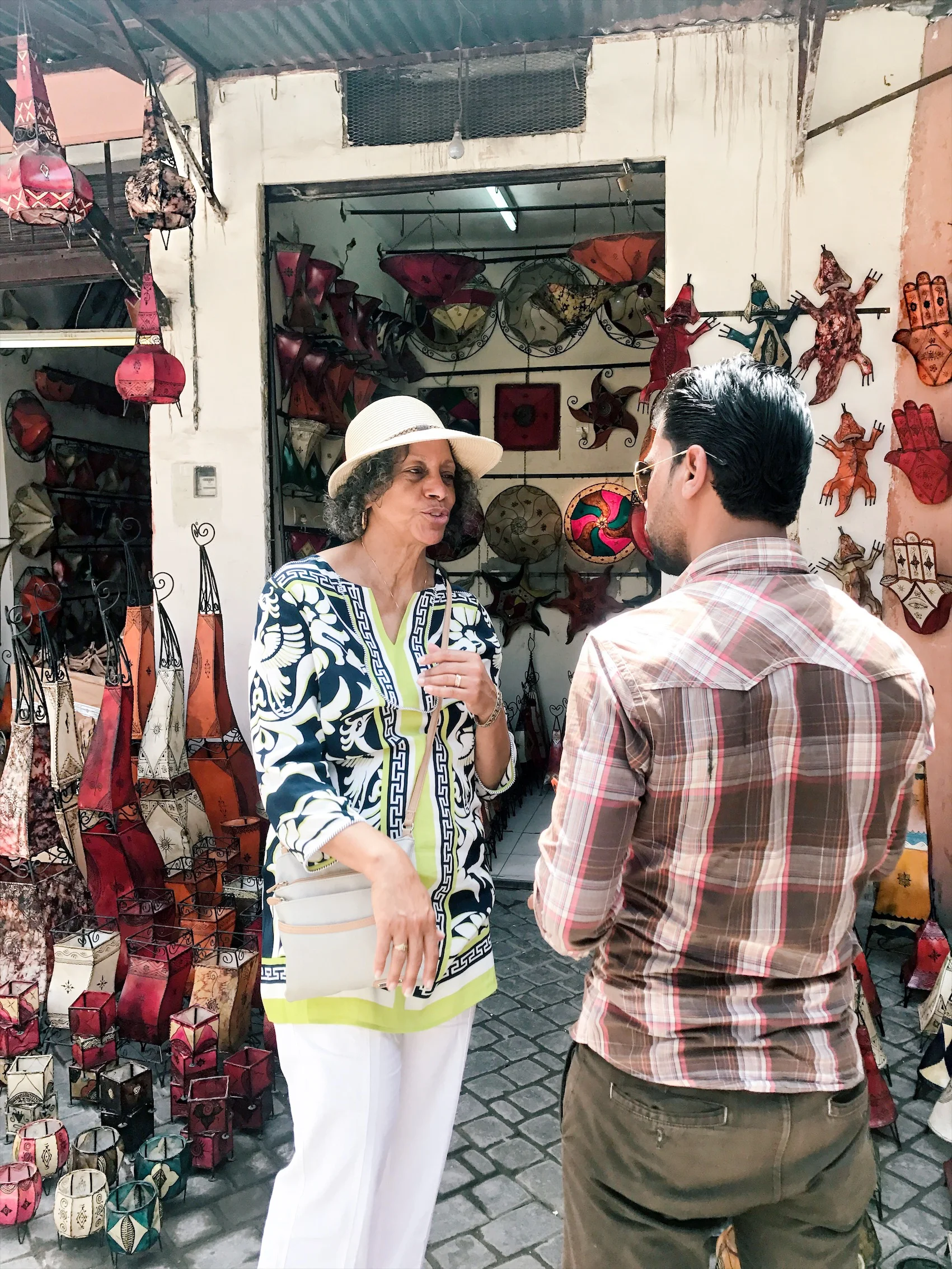 My Grandmother making friends in the Medina.