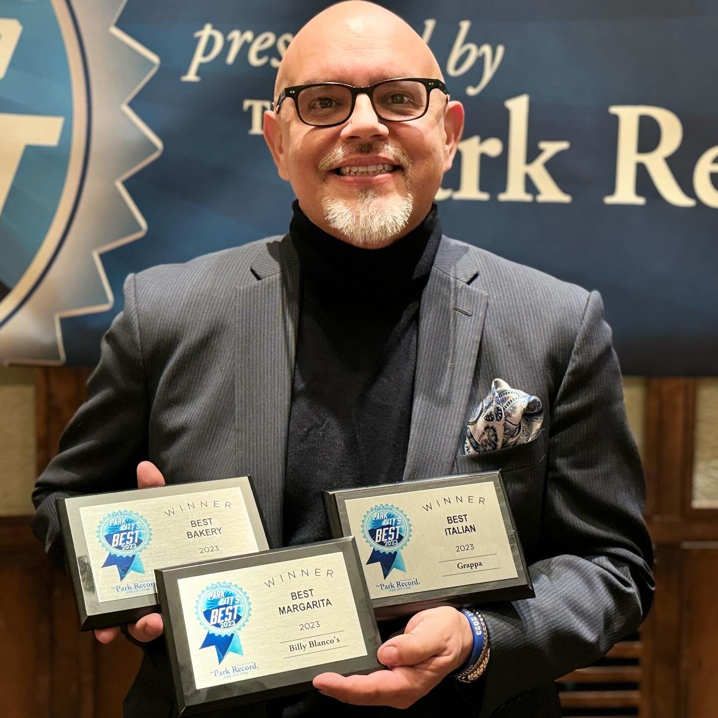 What a great night to be honored with three awards at the Park City&rsquo;s Best 2023 award ceremony presented by the @parkrecord . Lawrence Acedo from @pineconeridge_pc accepted the awards for Best Margarita @billyblancos_pc Best Italian @grappa_pc 