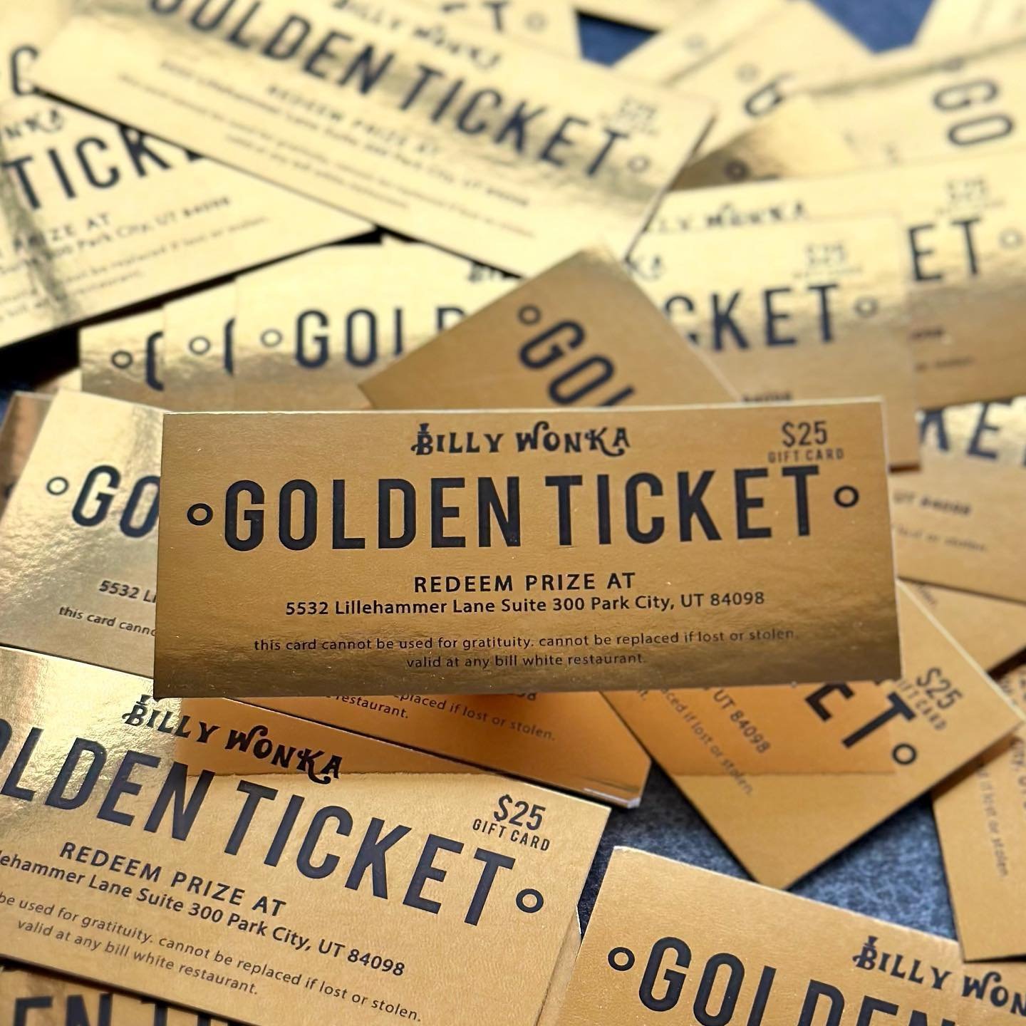 We will be passing out chocolate bars at Chimayo and Grappa from 3-5pm! 
We will have golden tickets hidden in 30 lucky chocolate bars. 
If found please redeem at address listed on ticket. Good luck!! 🍀✨