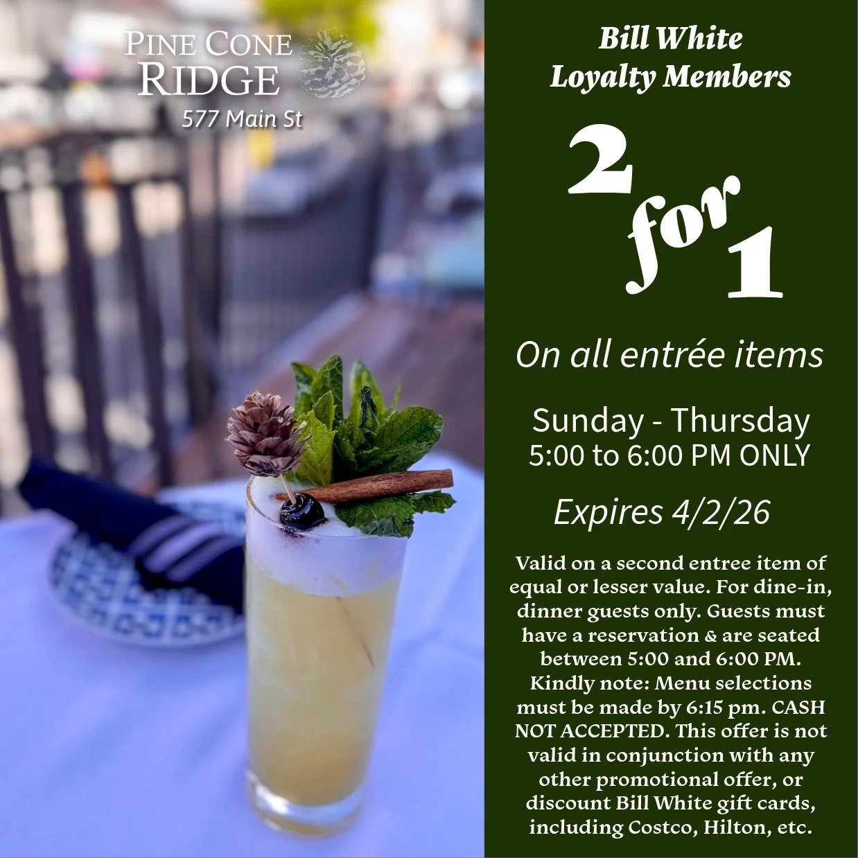 Pine Cone Ridge 2-for-1 Special