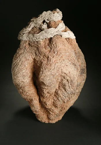 Mountain and Mist 2007 clay, kiln- and pit-fired 23”h. x c.15” dia.
