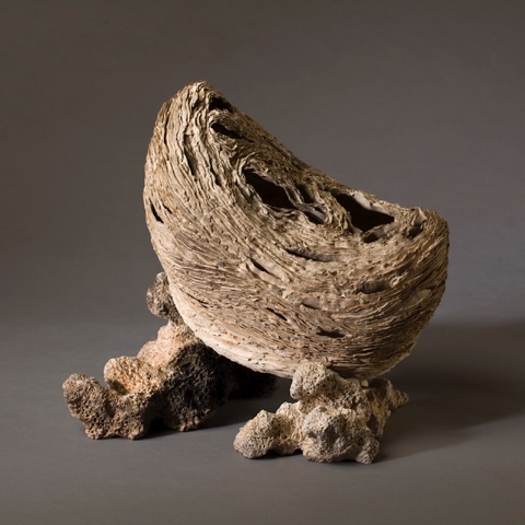Ragged Moon Resting on Her Clouds 2011, clay, kiln- and pit-fired variable, c. 12” h.