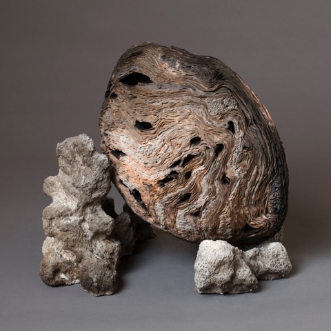 Moon, There/Not There 2012 clay, kiln- and pit-fired 14”h. x 17” x12”