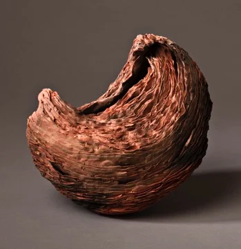 Bristling Red Lunita 2012 clay, kiln- & pit-fired 9”h. x 7” x 10”