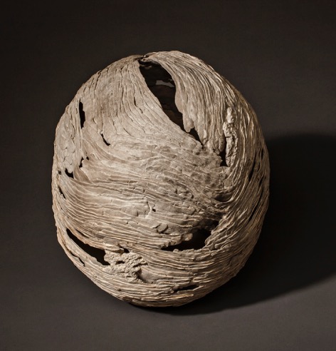 Winged Moon 2 2013 clay, kiln- & pit-fired c. 12” dia.