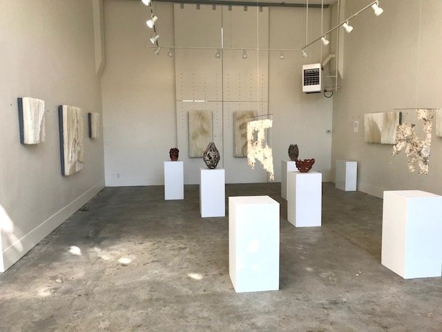  Gallery view with installations  Fieldwork/Mending,    Perry and Carlson Gallery,  Mt. Vernon, WA,  2019   2-person show with Kandis Susol 