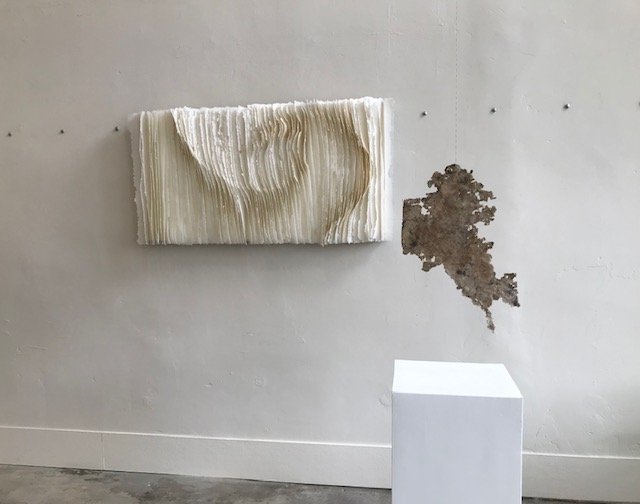   Fieldwork / Mending  2   2010 - 2019,  canvas,  gold thread  Perry and Carlson Gallery, Mt. Vernon, WA,    2-person show with Kandis Susol   