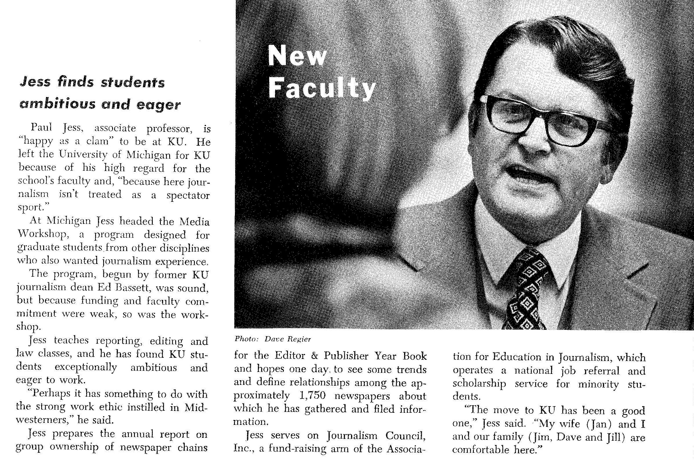 A spread from the Fall 1976 Jayhawk Journalist