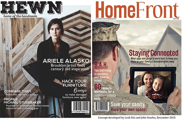 Hewn | Home of the Handmade (left) and HomeFront | Your Guide to Surviving Deployments (right).