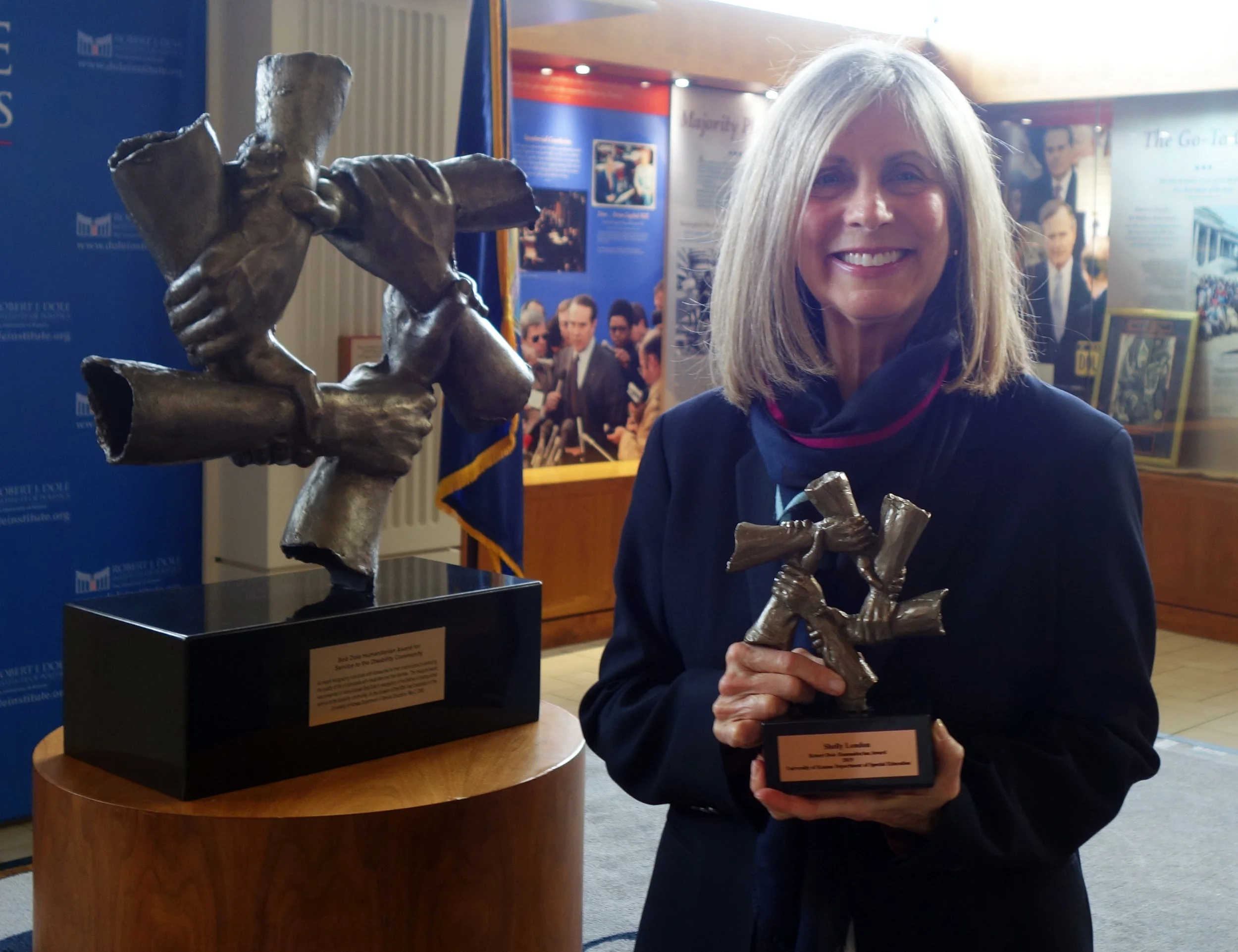 Shelly London (j’74) was named the 2019 recipient of the Dole Humanitarian Award . The award, from the KU Department of Special Education in collaboration with the Dole Institute of Politics, honors individuals who have had a direct effect on parents and families. London has led national initiatives to support families of individuals with learning and attention issues, and she helped launch Understood.org.