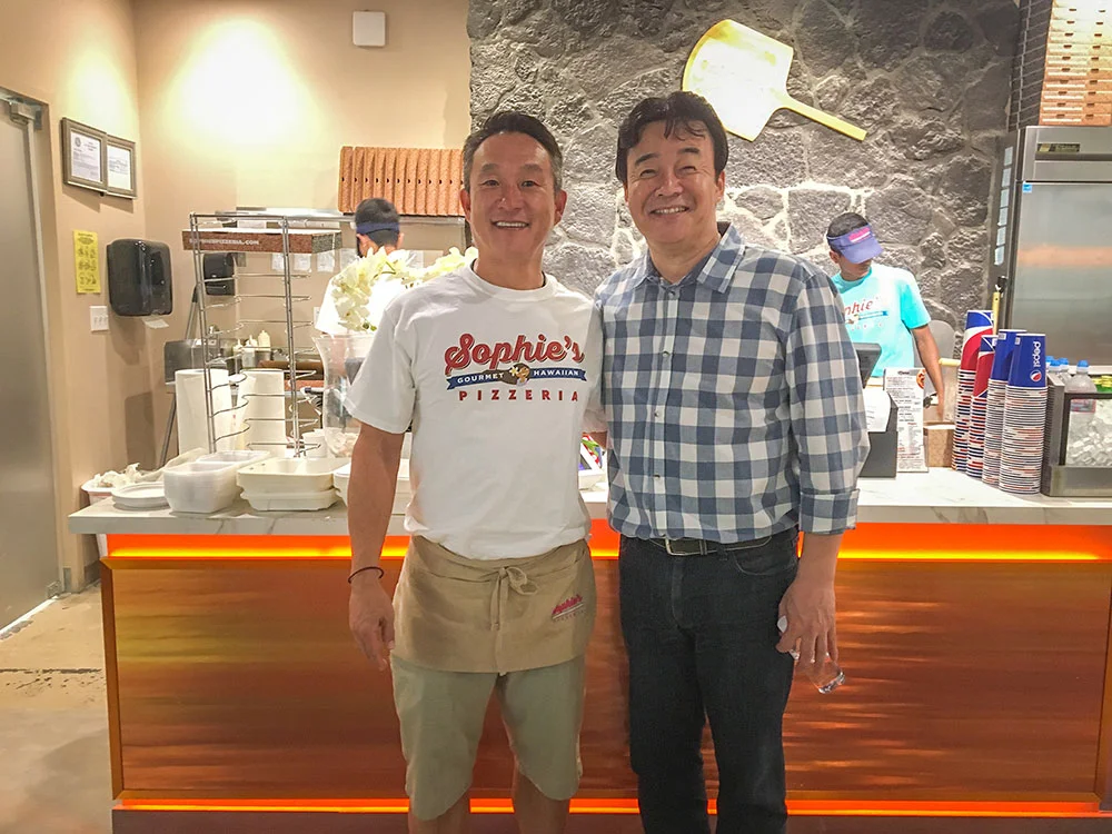 Sophie's Founder and Owner, John, with Celebrity Chef and host of the Korean TV show "Street Food Fighter" Chef Baek Jong Won.
