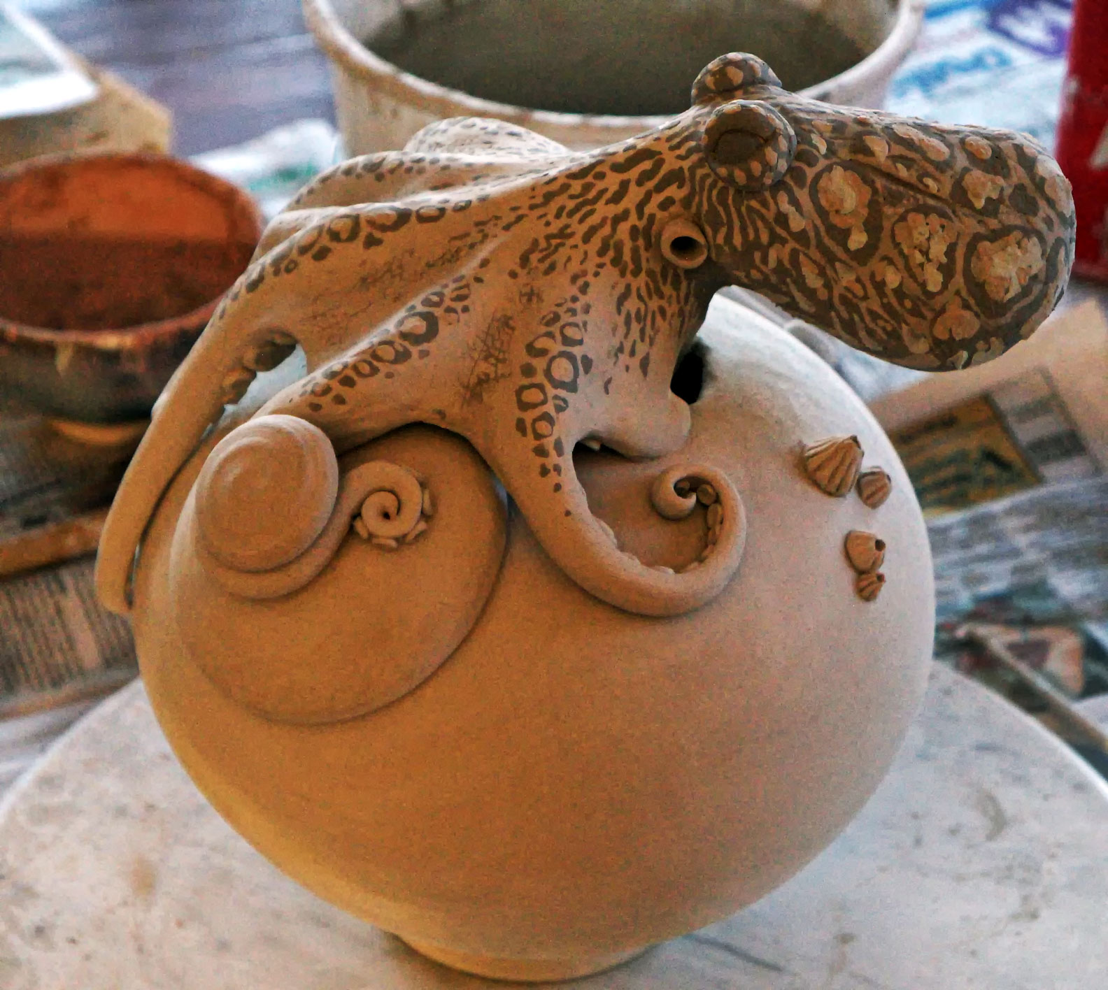 Beginning of glaze application