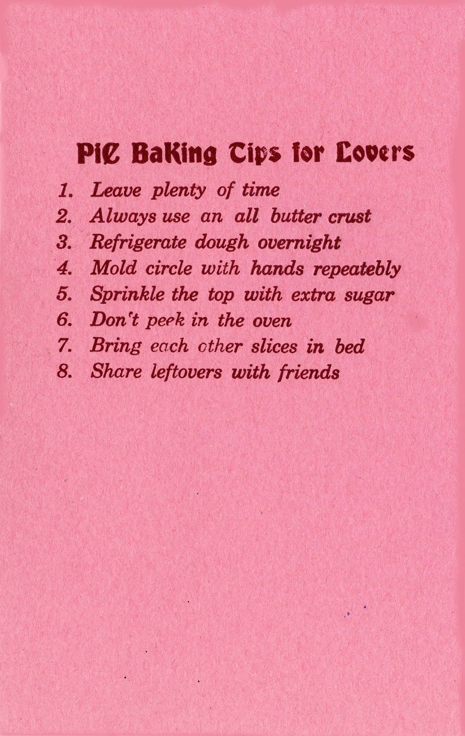 Pie Baking Tips for Lovers