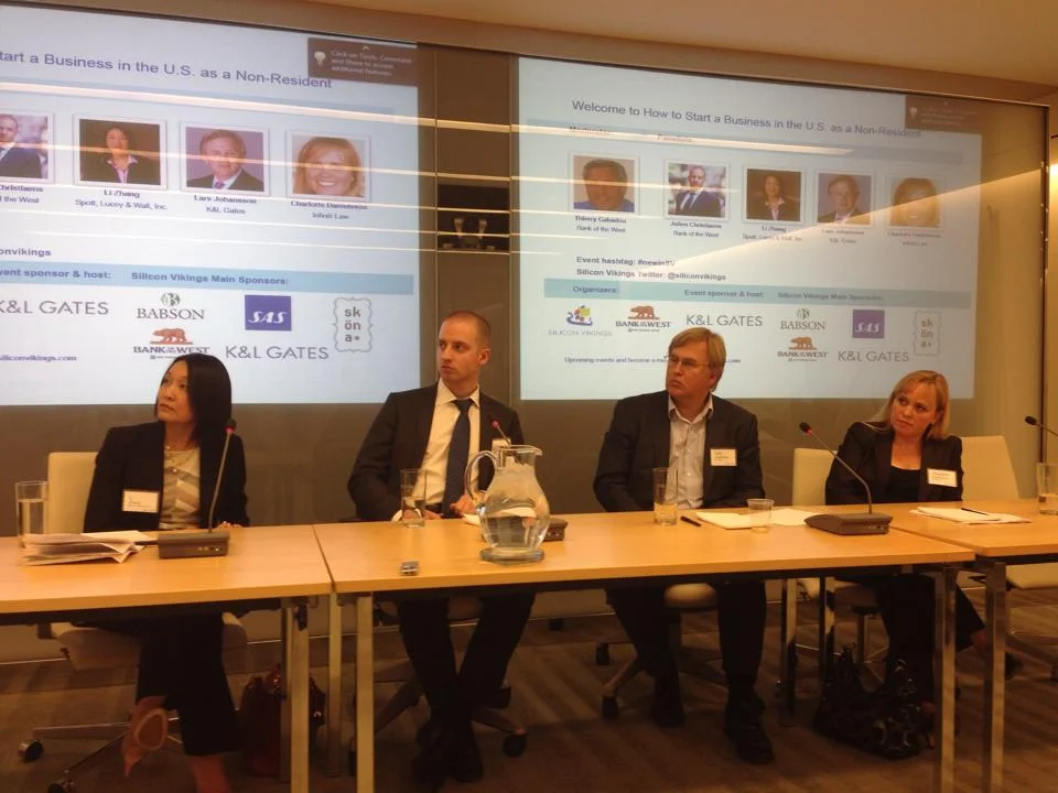 Charlotte Danielsson presenting at an event regarding Starting a Business in the US