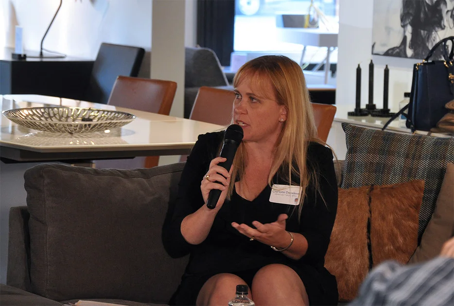 Charlotte Danielsson speaking at an event on Women in Technology