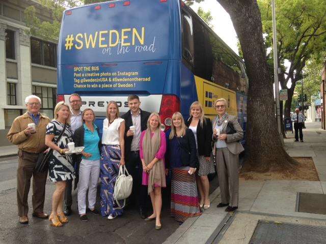 Charlotte Danielsson with Swedish Consul General Barbro Osher, Swedish Ambassador Bjorn Lyrvall, and members of the Swedish Embassy during the Sweden on the Road visit to Northern California
