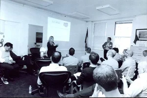 Charlotte Danielsson speaking at a Belgian Trade Commission event in San Francisco