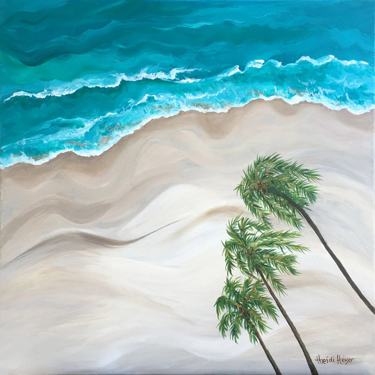 Three Palms on a Beach