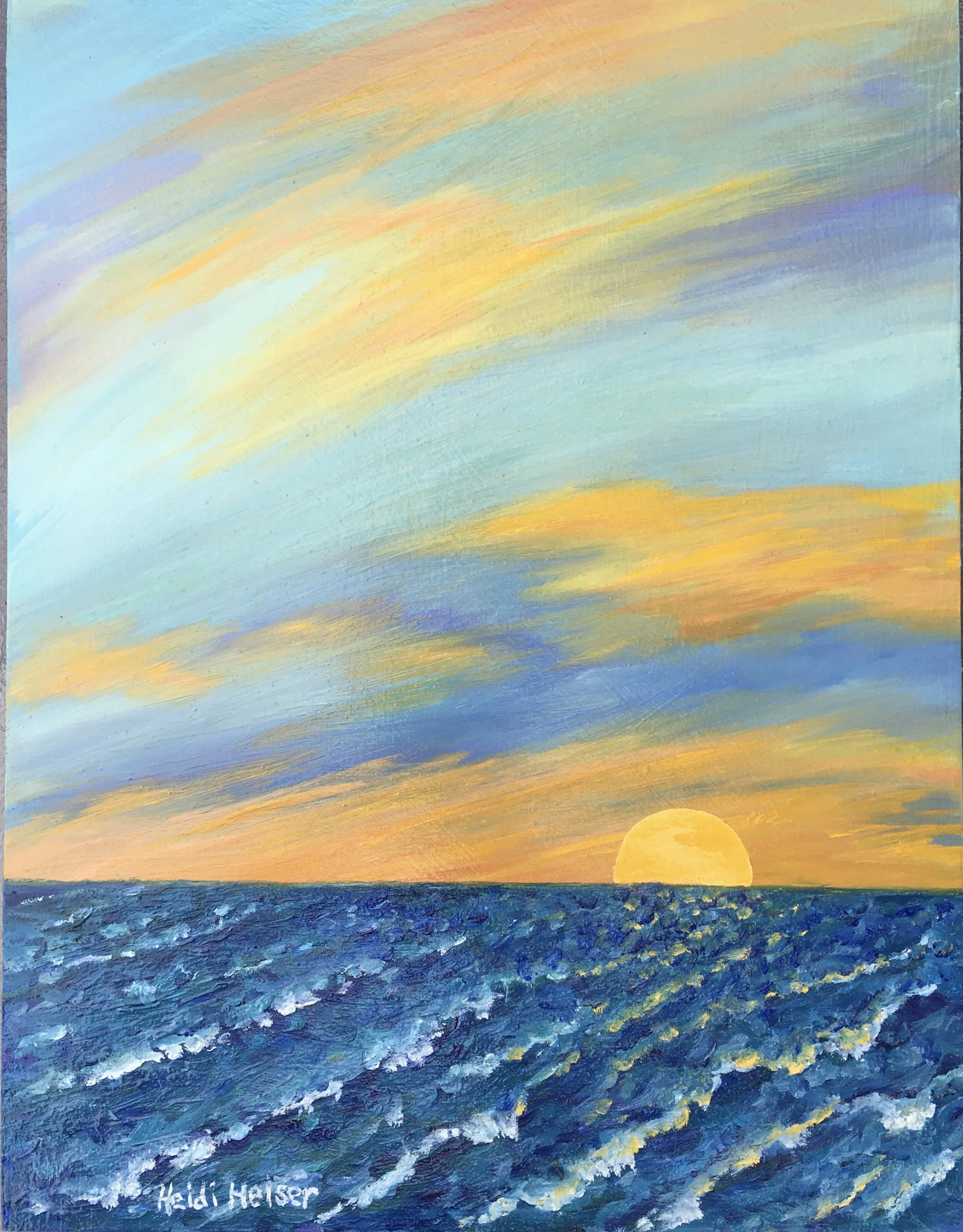 Sunset-with-rough waters14x18.jpeg