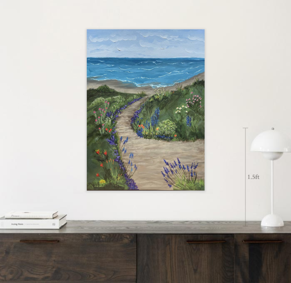 PATH TO THE BEACH is a colorful original impressionist acrylic painting 30