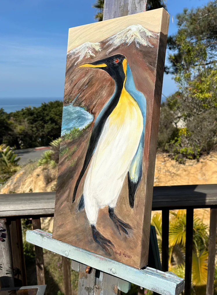 PENGUIN POWER is an enchanting original impressionist acrylic 