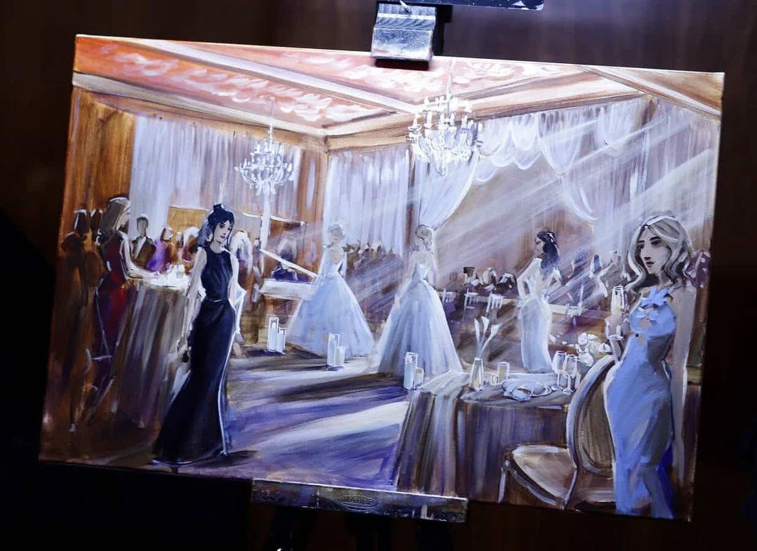 Here&rsquo;s the before-and-after from the Luxe Wedding Soir&eacute;e. Three hours between these two photos. It&rsquo;s always a bit nerve-wracking staring at that empty canvas at the start&hellip; but once the music starts and people are chatting ar