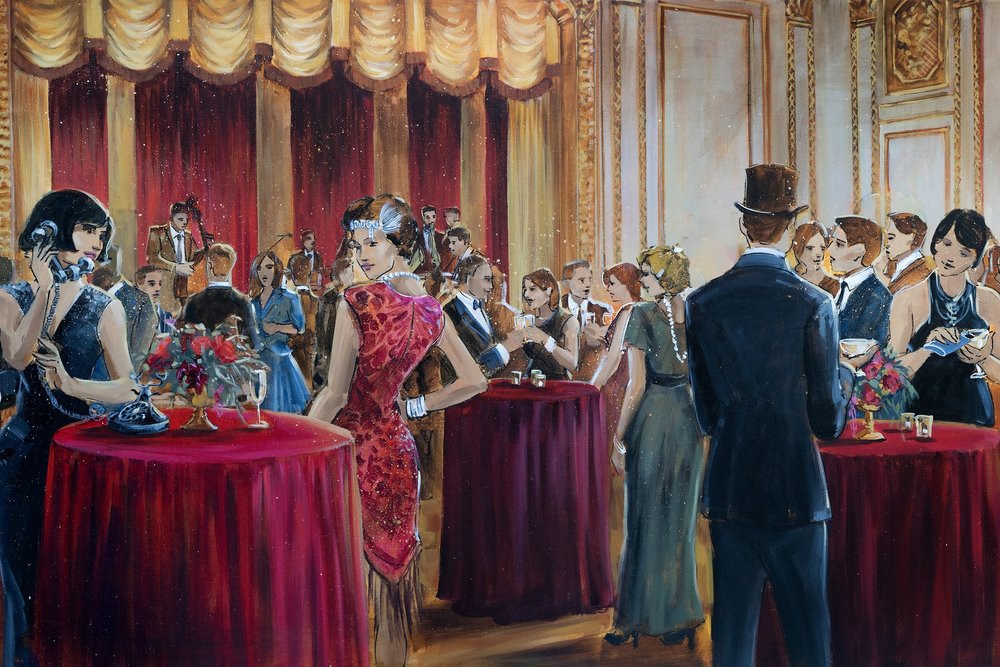 Live painting of a corporate celebration at the Fairmont