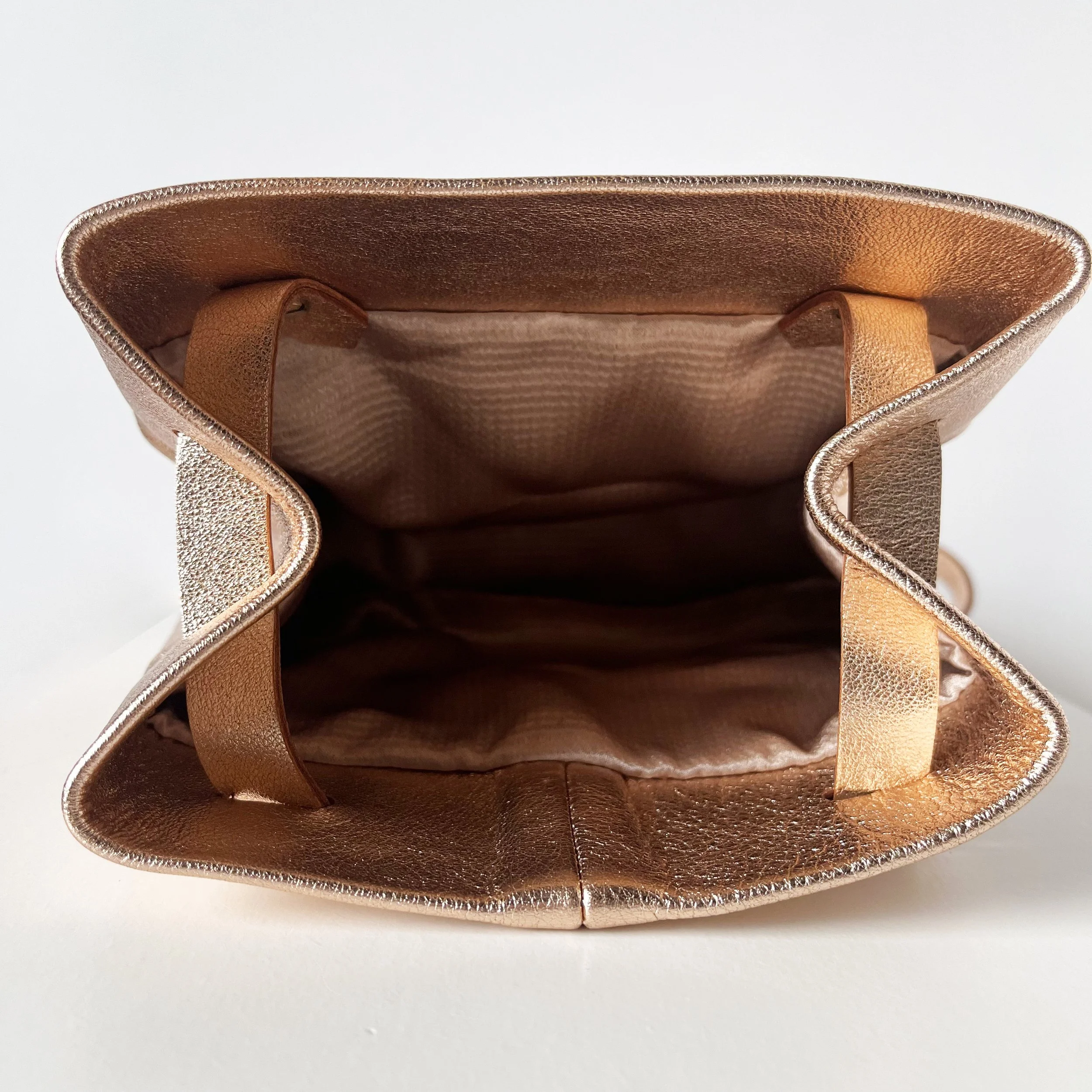 Metallic Rose Gold foil leather bucket bag lining.jpeg