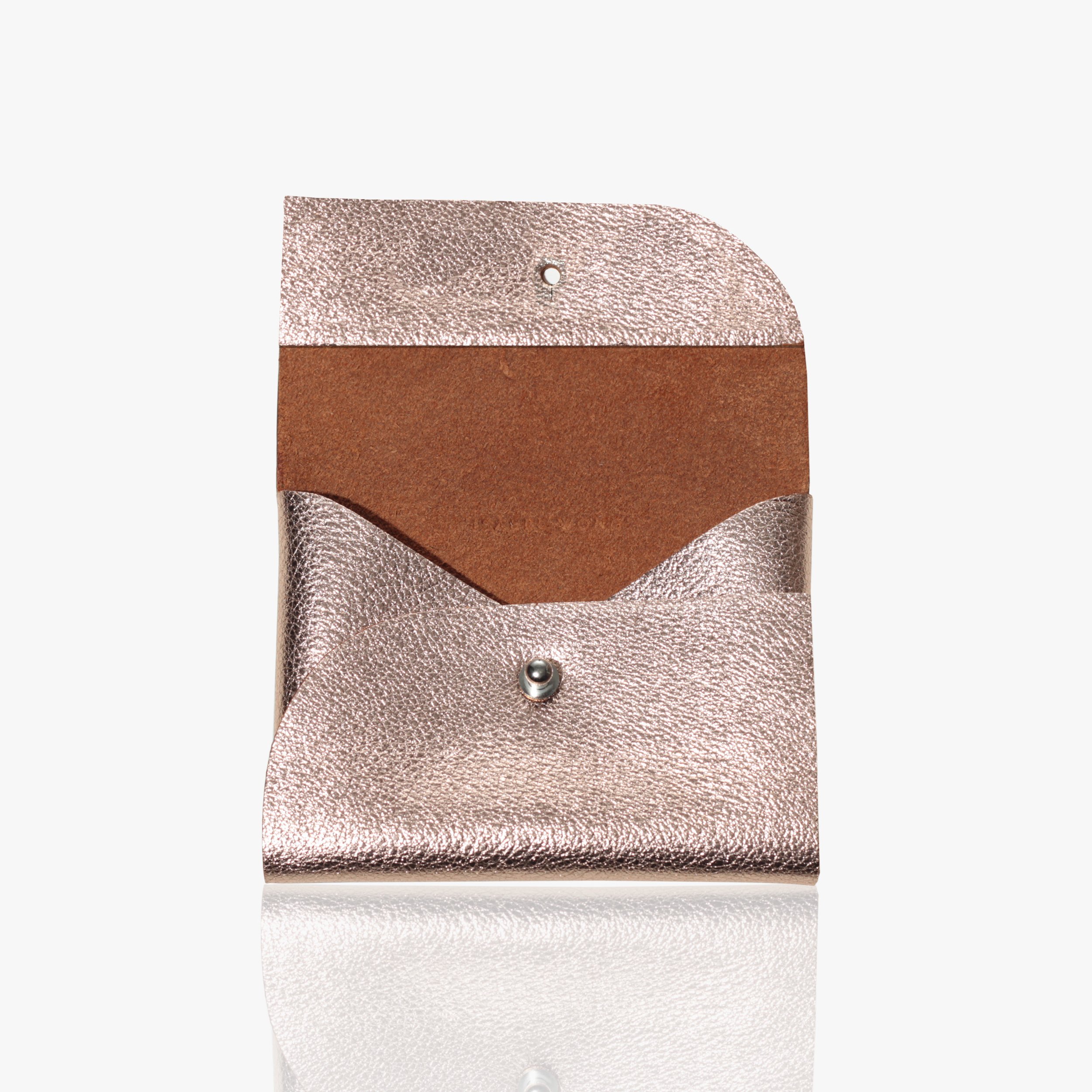 Metallic Pink Leather Card Wallet Purse Faced Open.jpg
