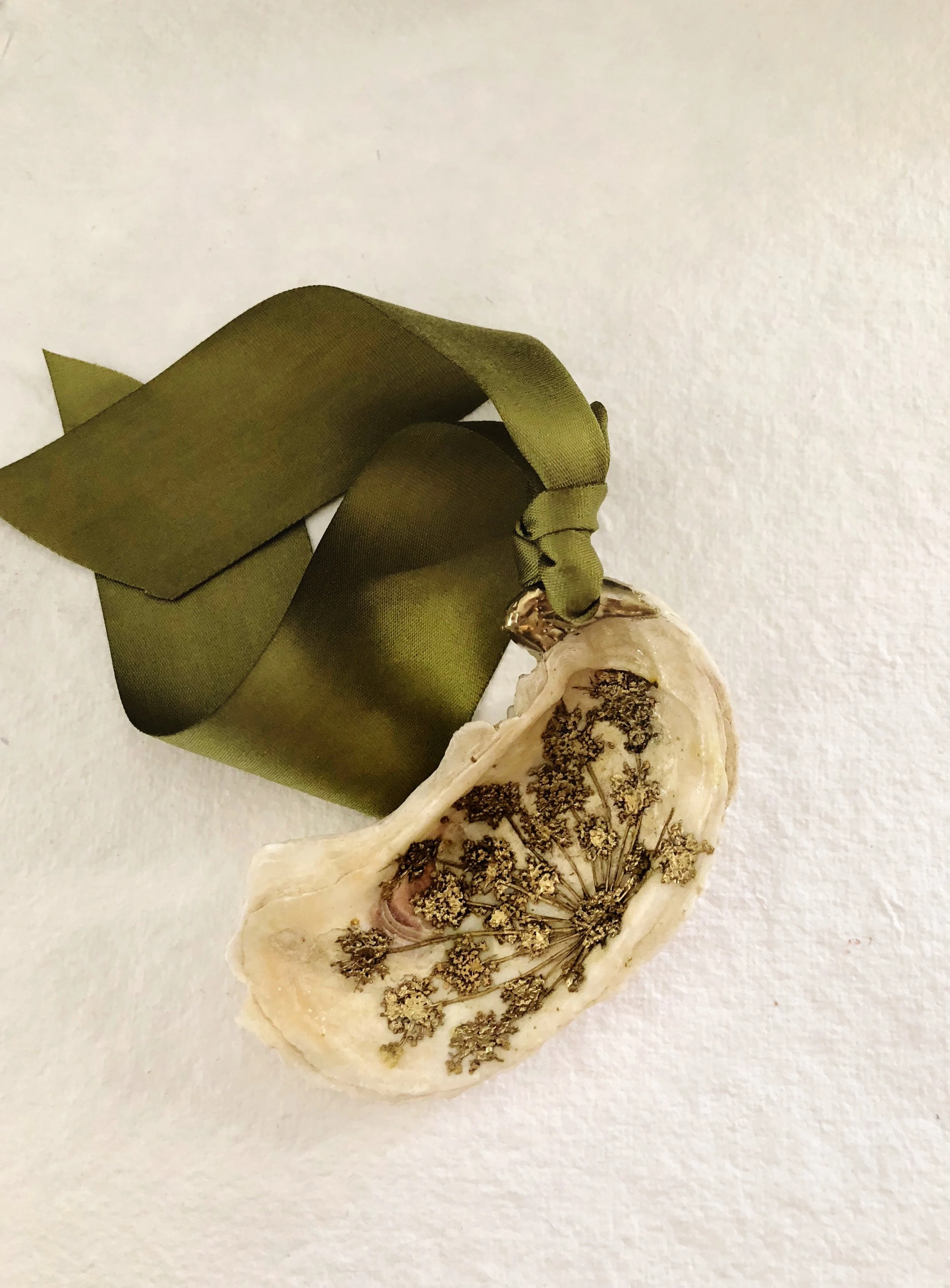 Pressed Botanical Oyster Ornament #11