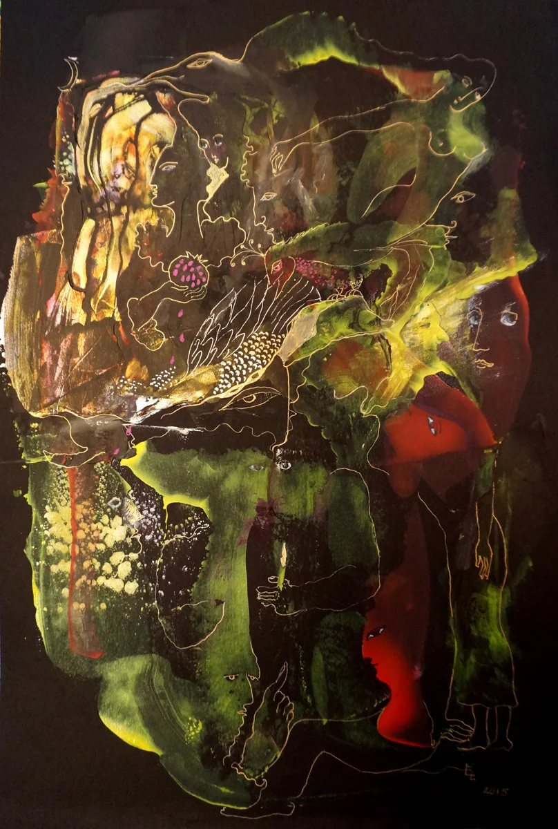 Grimms' Fairy Tales, Acrylic and Ink on Paper, 18"x12"