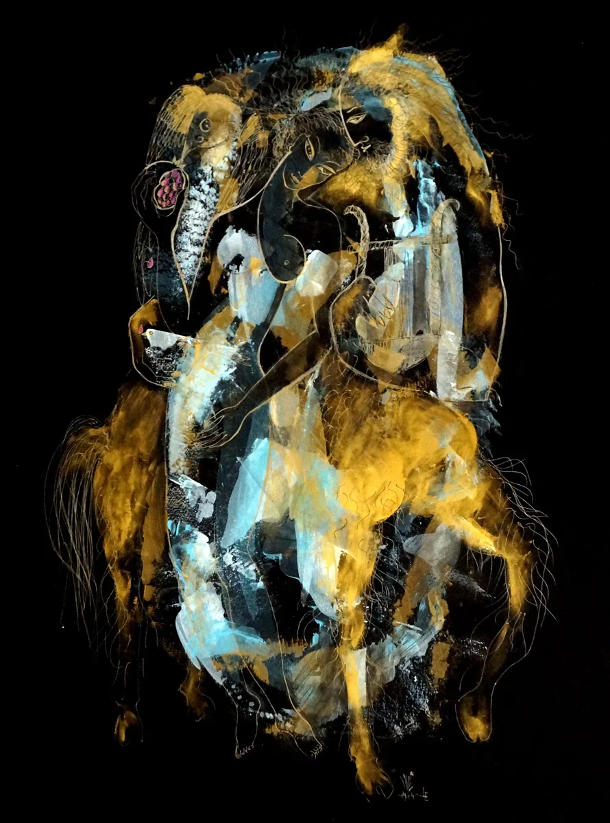 Greek Mythology, Acrylic and Ink on Paper, 18"x12"