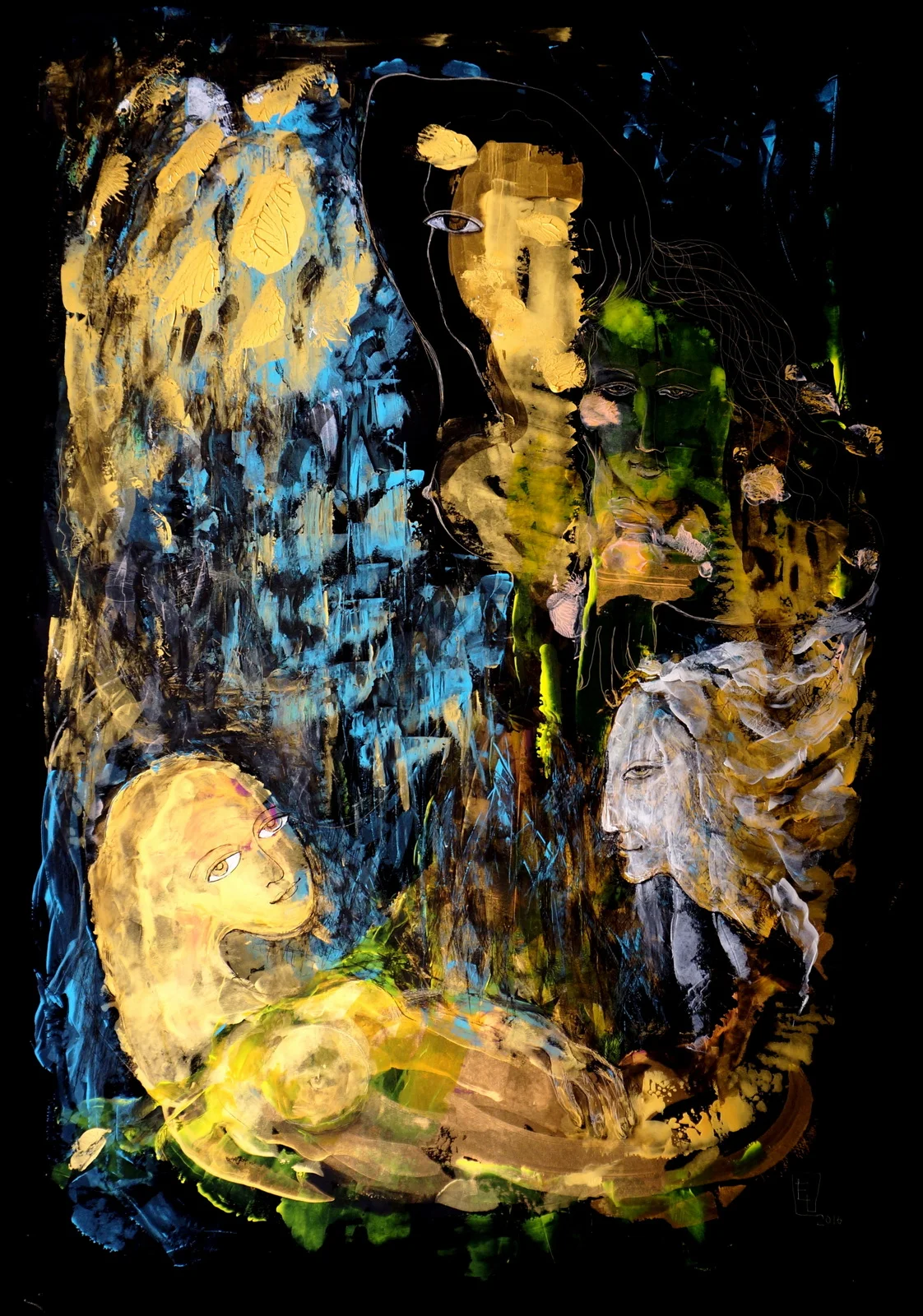 The Birth of Spring, Acrylic on Paper, 50" x 36", 2016