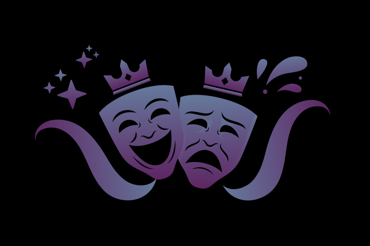 The masks of comedy and tragedy - with crowns!